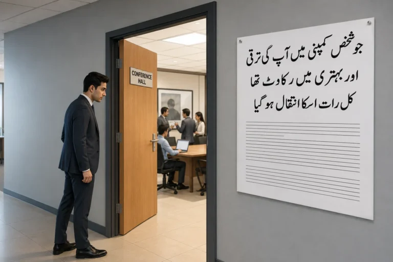 جو شخص کمپنی میں‌آپ کی ترقی میں‌رکاوٹ تھا کل رات اسکا انتقال ہوگیا