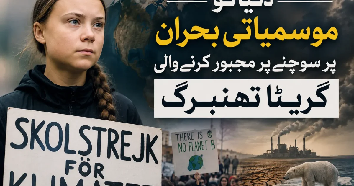 گریٹا تھنبرگ موسمیاتی تبدیلی کے خلاف احتجاج کرتے ہوئے