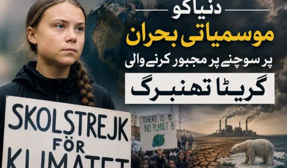 گریٹا تھنبرگ موسمیاتی تبدیلی کے خلاف احتجاج کرتے ہوئے